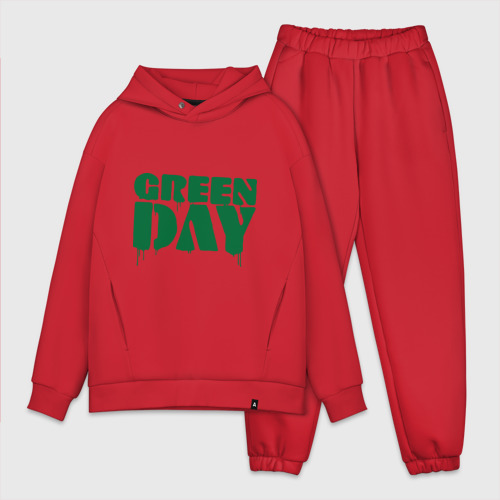 Мужской костюм oversize хлопок Green day 4, цвет красный