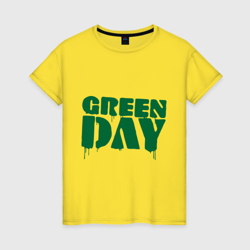 Женская футболка хлопок с принтом Green day (4), вид спереди #2