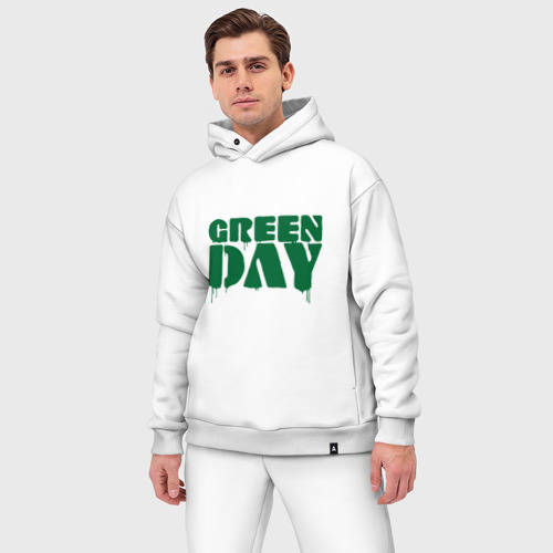 Мужской костюм oversize хлопок с принтом Green day (4), фото на моделе #1