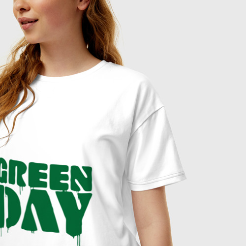 Женская футболка хлопок Oversize Green day 4 - фото 3