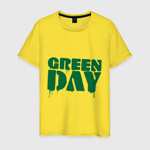 Мужская футболка хлопок Green day 4, цвет желтый