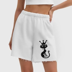 Женские шорты oversize футер хлопок Кошка королева - фото 2