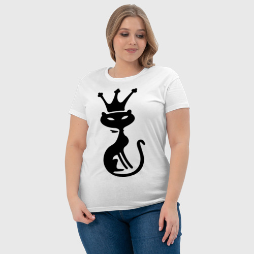 Женская футболка хлопок Кошка королева, цвет белый - фото 6