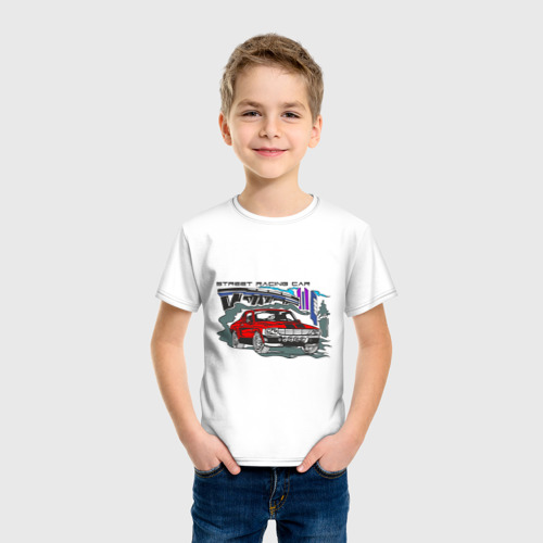 Детская футболка хлопок Street racing car (4), цвет белый - фото 3