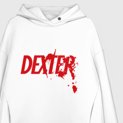 Худи с принтом Dexter - Декстер для женщины, вид на модели спереди №2. Цвет основы: белый