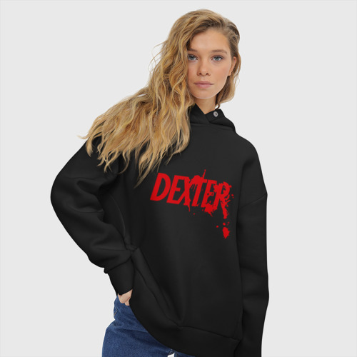 Женское худи Oversize хлопок Dexter - Декстер, цвет черный - фото 4