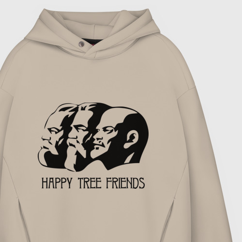 Мужское худи Oversize хлопок Happy Tree Friends 2, цвет миндальный - фото 4