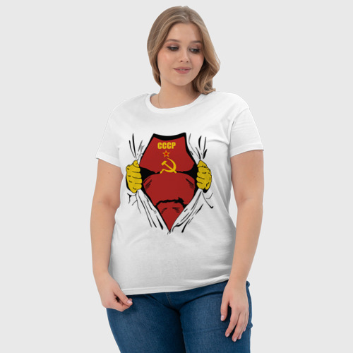 Женская футболка хлопок Рожденный в СССР, цвет белый - фото 6