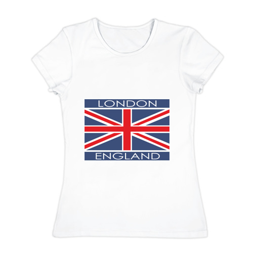 Женская футболка хлопок - London - Лондон с флагом Англии Ку Женская футболка хлопок - London - Лондон с флагом Англии Ку