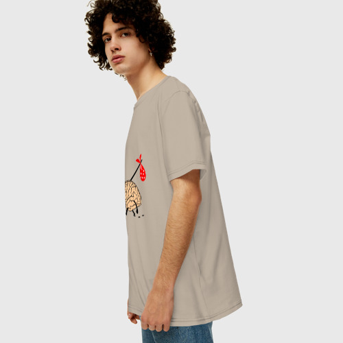 Мужская футболка хлопок Oversize с принтом Мозг уходит, вид сбоку #3