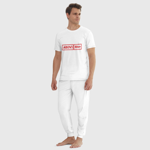 Мужская пижама хлопок Группа крови 4, резус +, цвет белый - фото 5