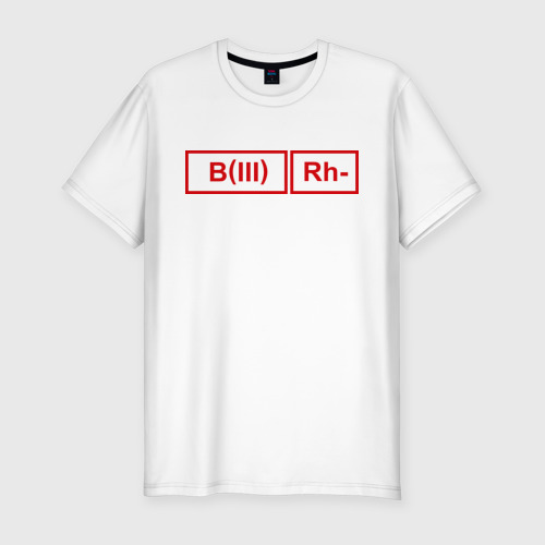 Мужская футболка хлопок Slim Группа крови 3, резус -, цвет белый