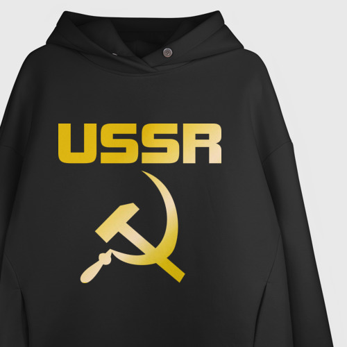 Женское худи Oversize хлопок USSR (4), цвет черный - фото 3