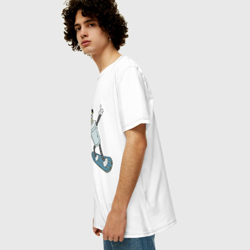 Мужская футболка хлопок Oversize Бендер - бордер, цвет белый - фото 5