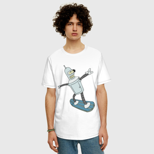 Мужская футболка хлопок Oversize Бендер - бордер, цвет белый - фото 3