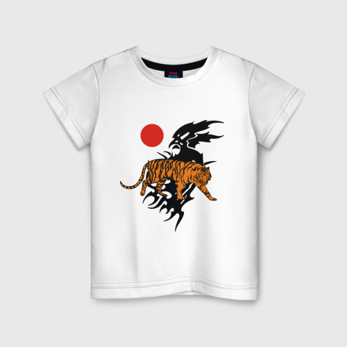Детская футболка хлопок Путь тигра, цвет белый