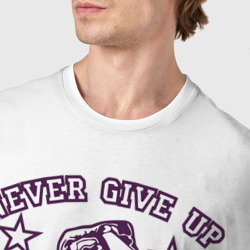 Футболка с принтом WWE John Cena \Never Give Up\ 2 для мужчины, вид на модели спереди №4. Цвет основы: белый
