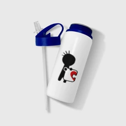 Бутылка для воды с трубочкой Сердце на двоих мужская - фото 2