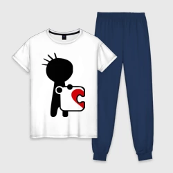 Женская пижама с белой футболкой хлопок Сердце на двоих мужская