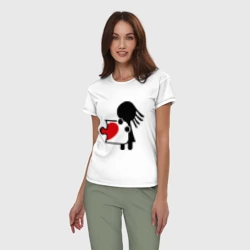 Женская пижама с белой футболкой хлопок Сердце на двоих женская - фото 2