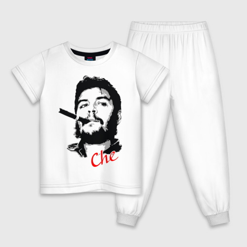 Детская пижама хлопок Че Гевара с сигарой, цвет белый