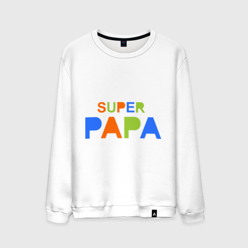 Мужской свитшот хлопок Super papa, цвет белый