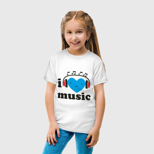 Детская футболка хлопок I love music (4), цвет белый - фото 5