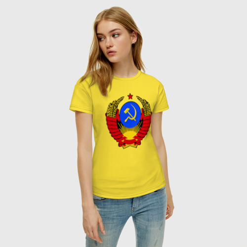 Женская футболка хлопок СССР 5, цвет желтый - фото 3