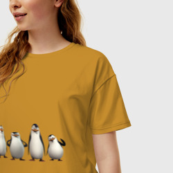 Женская футболка хлопок Oversize Пингвины Мадагаскар - фото 2