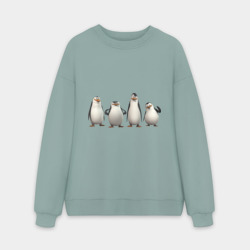 Мужской свитшот oversize без начеса хлопок Пингвины Мадагаскар