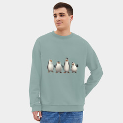 Мужской свитшот oversize без начеса хлопок Пингвины Мадагаскар - фото 2