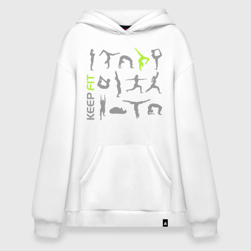 Худи SuperOversize хлопок Keep fit fitness, цвет белый