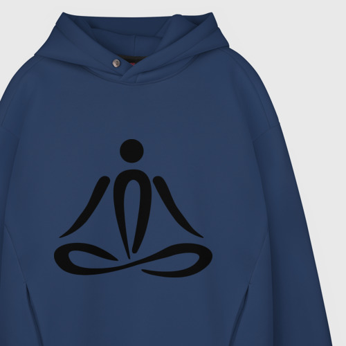 Мужское худи Oversize хлопок Йога Yoga, цвет темно-синий - фото 4