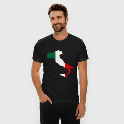 Мужская футболка хлопок Slim Италия Italy, цвет черный - фото 3