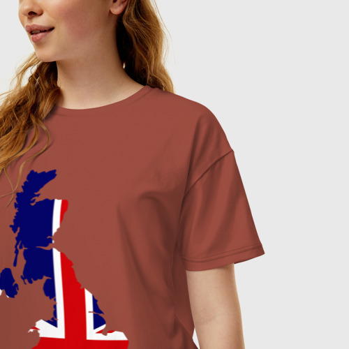 Женская футболка хлопок Oversize Великобритания Great Britain, цвет кирпичный - фото 3