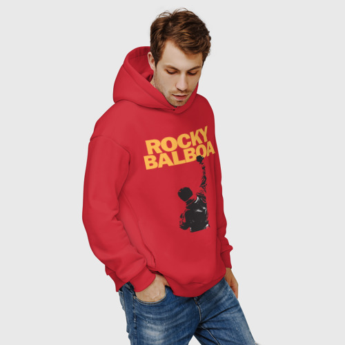 Мужское худи Oversize хлопок Рокки Rocky Balboa, цвет красный - фото 7