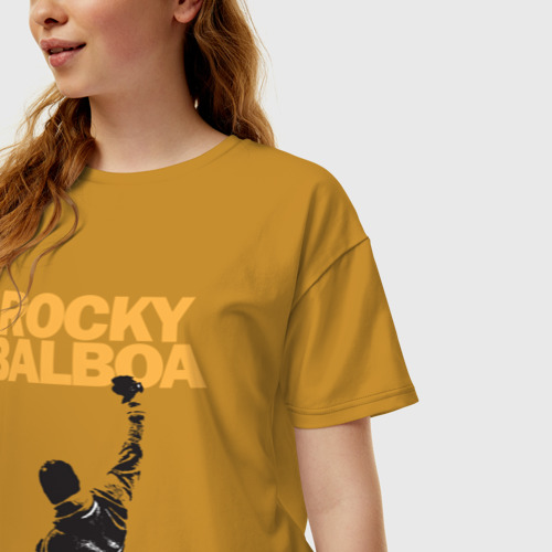 Женская футболка хлопок Oversize Рокки Rocky Balboa, цвет горчичный - фото 3