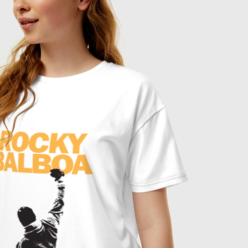 Женская футболка хлопок Oversize Рокки Rocky Balboa, цвет белый - фото 3