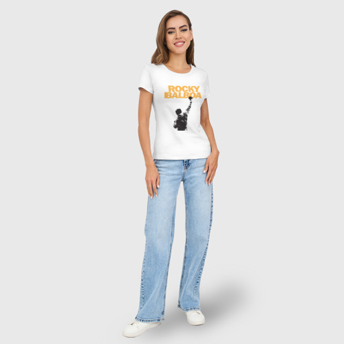 Женская футболка хлопок Slim Рокки Rocky Balboa, цвет белый - фото 5