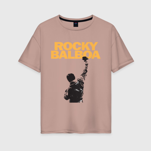 Женская футболка хлопок Oversize Рокки Rocky Balboa, цвет пыльно-розовый