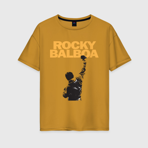 Женская футболка хлопок Oversize Рокки Rocky Balboa, цвет горчичный