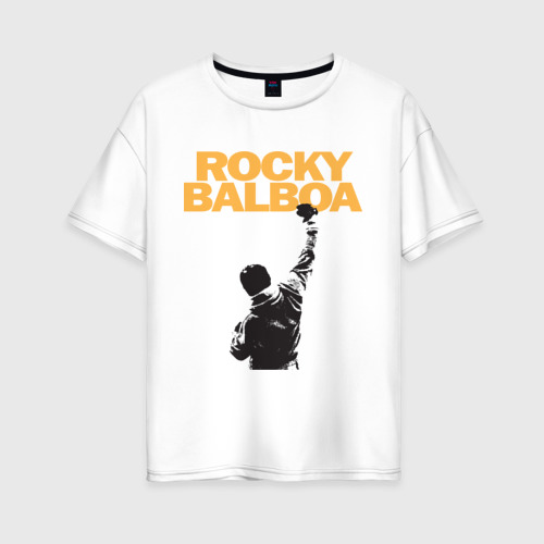 Женская футболка хлопок Oversize Рокки Rocky Balboa, цвет белый