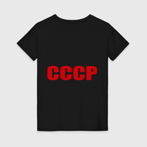 Женская футболка хлопок Герб СССР, цвет черный - фото 2