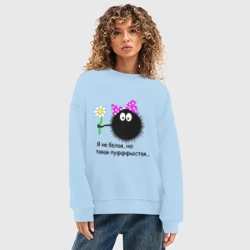 Женский свитшот oversize без начеса хлопок Пуфыстая - фото 2