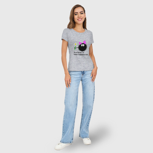 Женская футболка хлопок Slim Пуфыстая, цвет меланж - фото 5