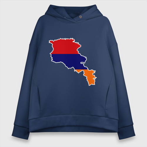 Женское худи Oversize хлопок Armenia map, цвет темно-синий