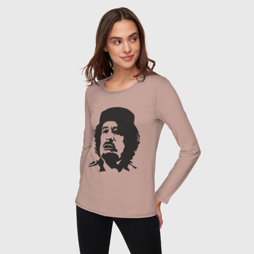 Женский лонгслив хлопок с принтом Каддафи, фото на моделе #1