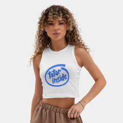Женская укороченная майка-топ хлопок Татарин Внутри – Tatar inside - фото 2