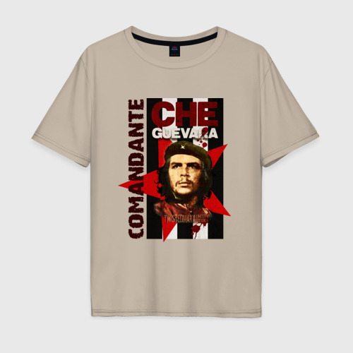 Мужская футболка хлопок Oversize Che Guevara 4, цвет миндальный