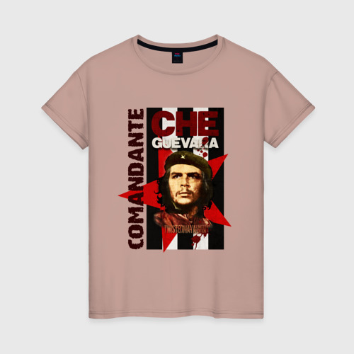 Женская футболка хлопок Che Guevara 4, цвет пыльно-розовый